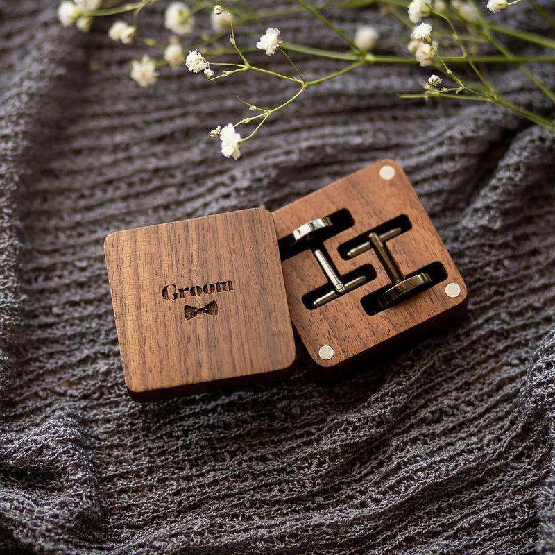 MUUJEE Cufflinks with Engraved Wood Gift Box - Image 5